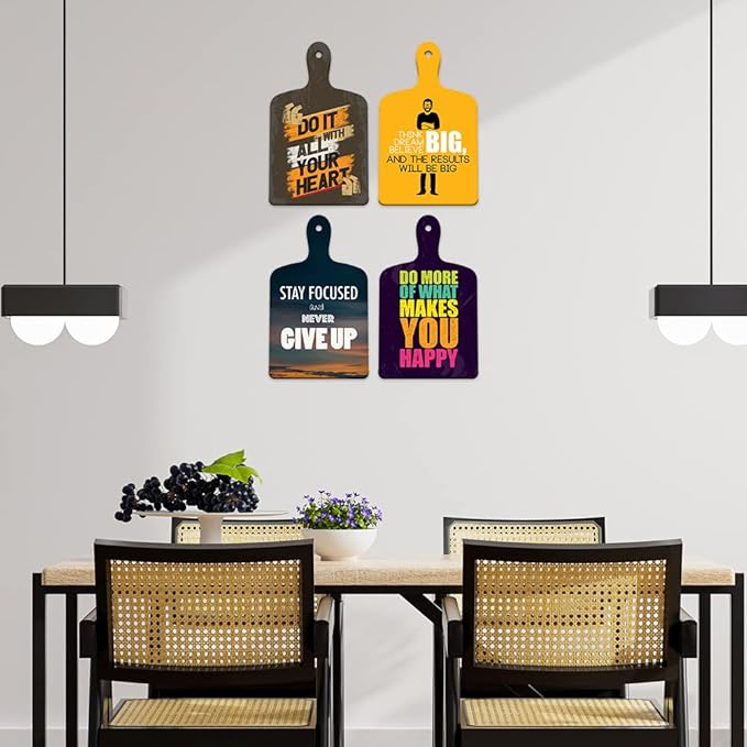 Artvibes Motivational Quotes Designer Wood Wall Hangers for Home | Wooden Artworks Hangings | Set of 4