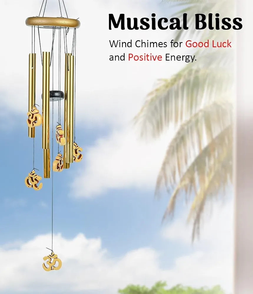 Wind Chimes for Balcony Stylish Hanging Bells Om 5-Pipe Wind Chime -012
