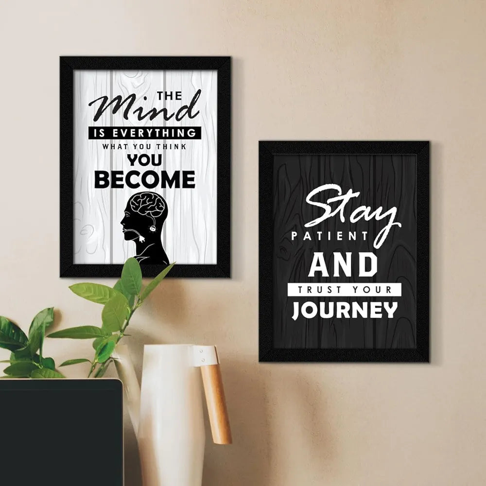ArtX Paper Stay Patient Motivational Framed Posters Set of 4