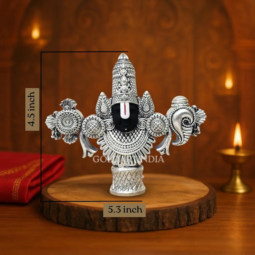 Gold Art India Lord Venkateswara Balaji Idol Silver-Plated Antique Matte Finish