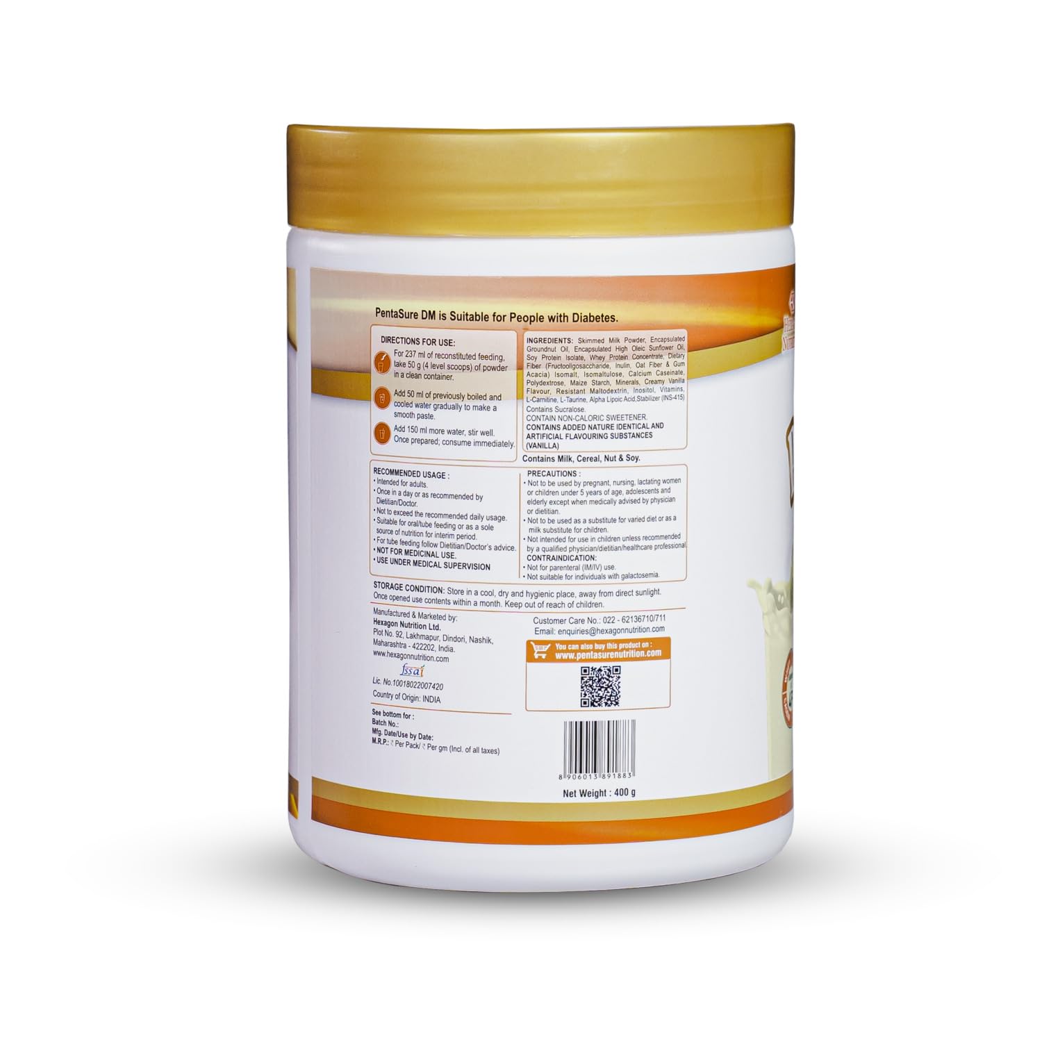Pentasure Dm Diabetes Care Nutrition Drink Vanilla Flavor - 1000 gms