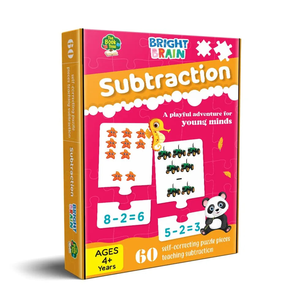 Bright Brain Subtraction Puzzle for Kids – 60 Self-Correcting Pieces | Math Learning Game for Preschoolers | Educational Toy for Early Math Skills | Ages 4+ by Majestic Book Club