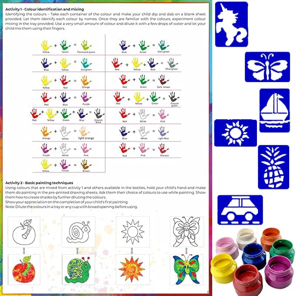 TOYKRAFTT Finger Painting for Toddlers, 4-in-1 Activity Toys for 2+ Year Old, Non Toxic Child Safe Colours for Kids, Gift for 2 to 5 Year Olds, Finger Painting Mega Kit