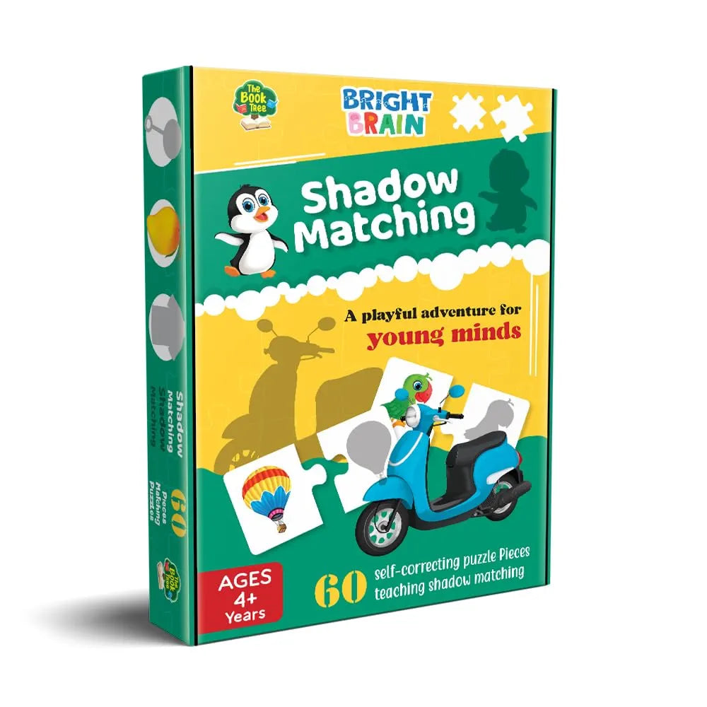 The Book Tree Bright Brain Shadow Matching 60  Piece Jigsaw Puzzle for Preschoolers, Educational Toy for Learning Matching Pictures, Gifts for Kids Ages 3 to 6 by Majestic Book Club