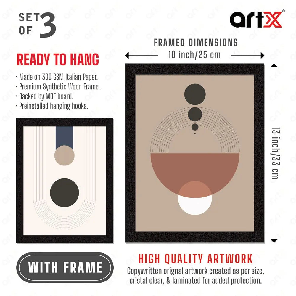 ArtX Paper Geometrical Boho Wall Painting Set of 3