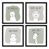 ArtX Paper Cute Animal AXJ00126-ANI With Quote Wall Art Painting Framed Paintings Set of 4