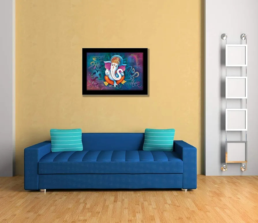 Lifehaxtore Ganesha with Om Art Framed Painting
