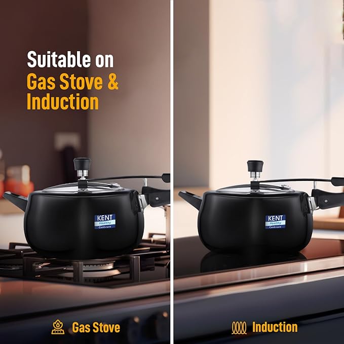 Kent Hard Anodised 5 Litre Pressure Cooker With Ss Inner Lid | 3.25 Mm - 2560 gms