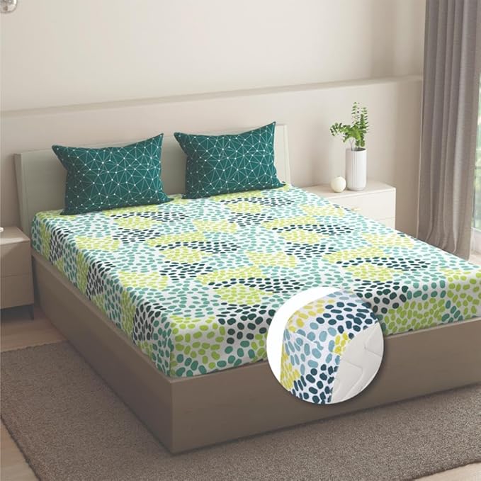 Wakefit Bedsheet for King Size Bedsheet King Size Bed Cotton Elastic Fitted 2 Pillow Covers