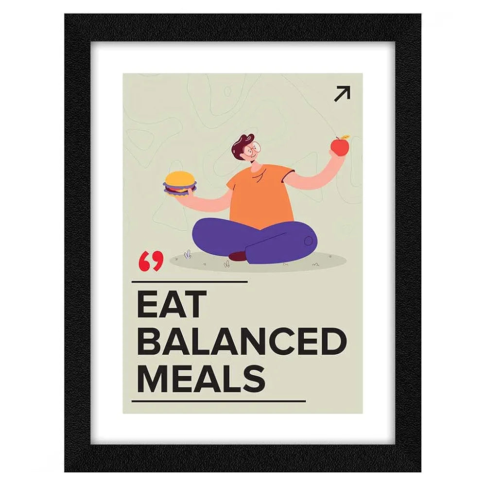 ArtX Paper Eat Balanced Meals Health Quote Wall Frame