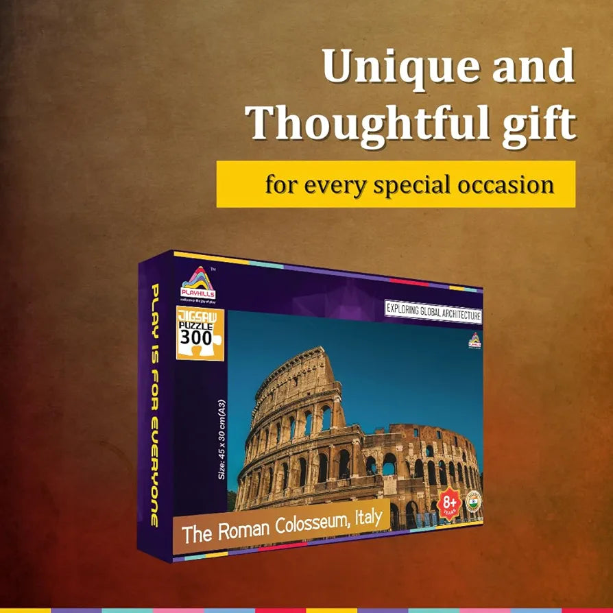 Playhills The Collosseum, Rome  Global Architecture Wooden Jigsaw Puzzle for Children and Adults 8+ Years| Focus, Mind Relaxation Puzzles Family and Activity Games