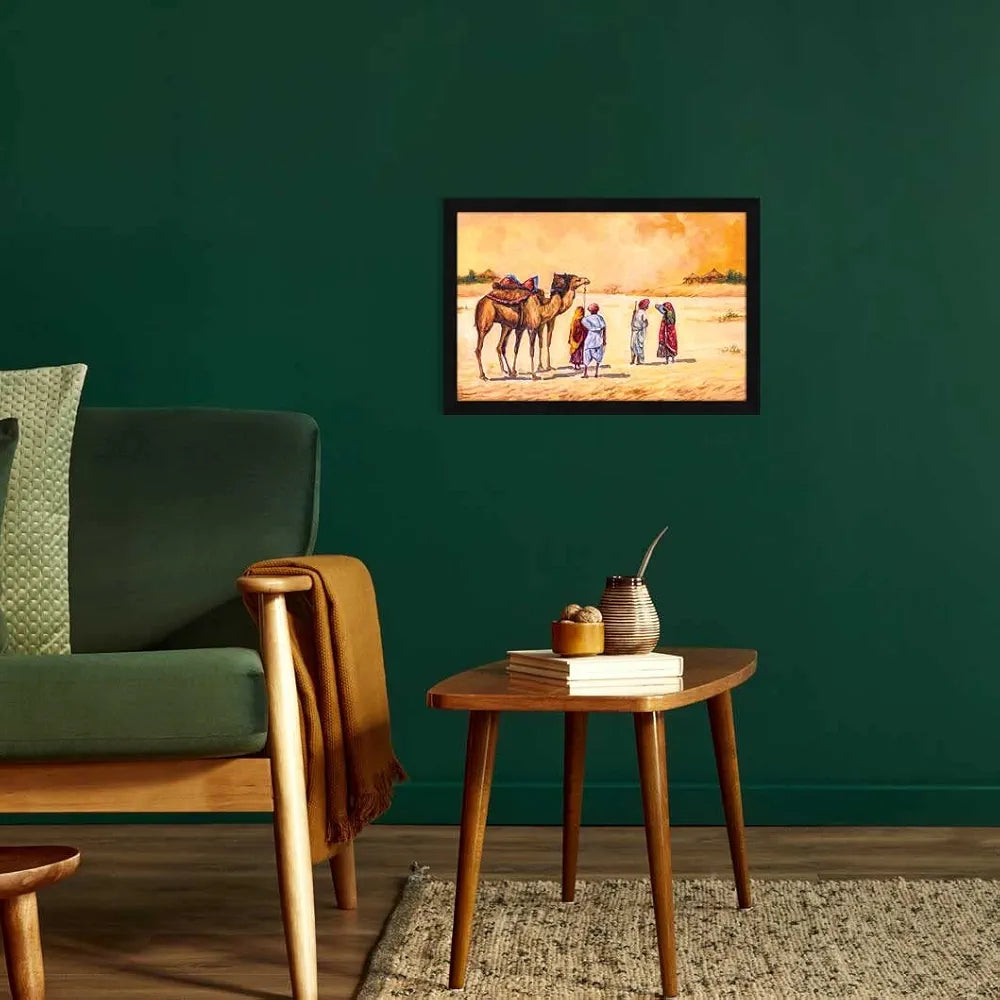 ArtX Paper Village Scene Framed Wall Art Painting AXI00285-VIL