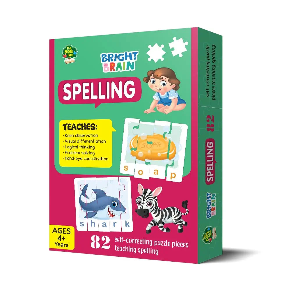 The Book Tree Bright Brain Spellings 82 Piece  Jigsaw Puzzle for Preschoolers, Educational Toy for Learning Space, Gifts for Kids Ages 3 to 6 by Majestic Book Club