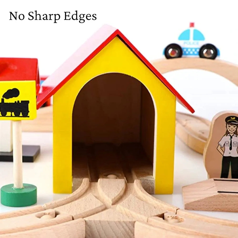 NESTA TOYS - 69 Pieces Train Track Set | Railway Track with Vehicles, Bridges, People, and Buildings 
