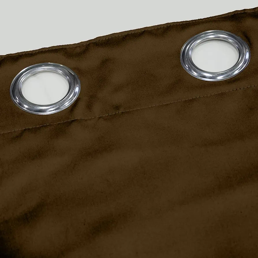 Divine Casa Semi Blackout Door Curtain 7 Feet Colour Meerkat Brown Solid Micro Satin Room Darkening Panel with Metal Grommets (Pack of 1)