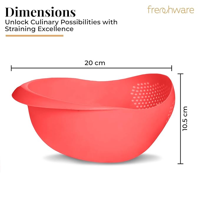 Frenchware 1 Unit Plastic Colander Bowl, Premium-grade Plastic, 100% Food Safe | Dishwasher Safe | Red Colour