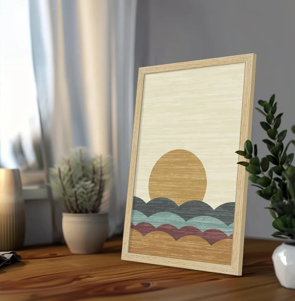 ArtX Paper Boho Aesthetic Wall Decor Paintings with Frame Set Of 2