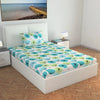 Divine Casa 144 TC 100% Cotton Bedsheet for Single Bed with 1 Pillow Cover Colour Aqua