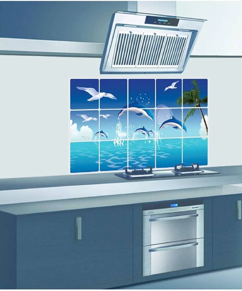 Jaamso Royals Multicolor Nature Design Vinyl Peel and Stick Self Adhesive Wall Sticker Fish