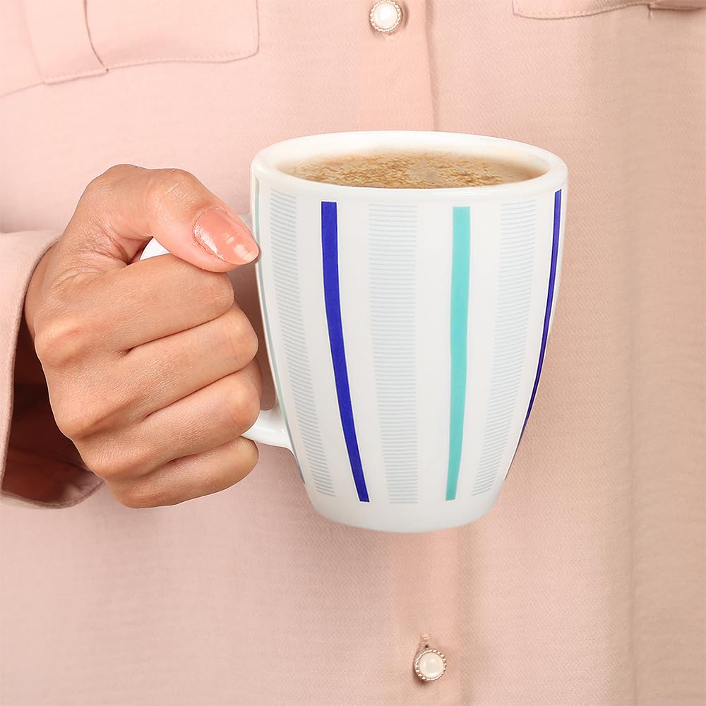 Larah by Borosil Blue Strip 390 Ml Mug