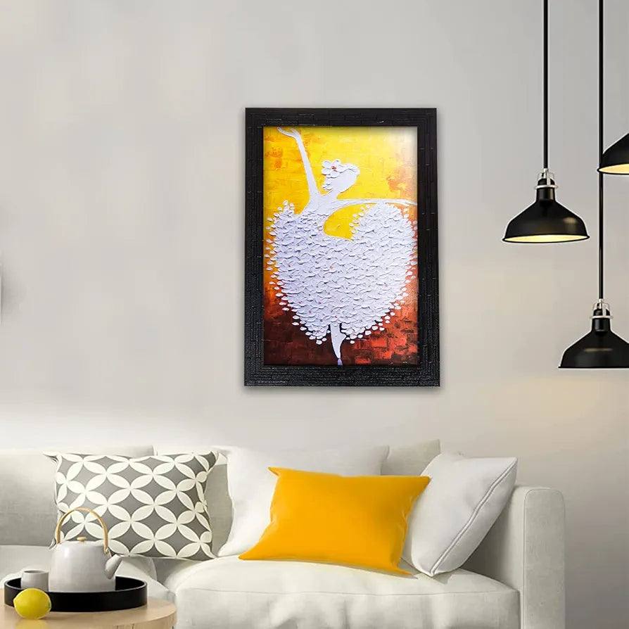 Lifehaxtore Abstract Art Wooden Dancing Girl Framed Painting