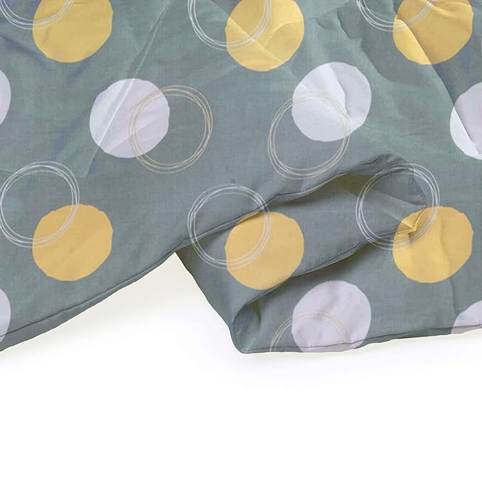 Bsb Home Beautiful Print Cotton Reversible Ac Comforter For Single Size Bed Polyfill Filled GreyYellow & White