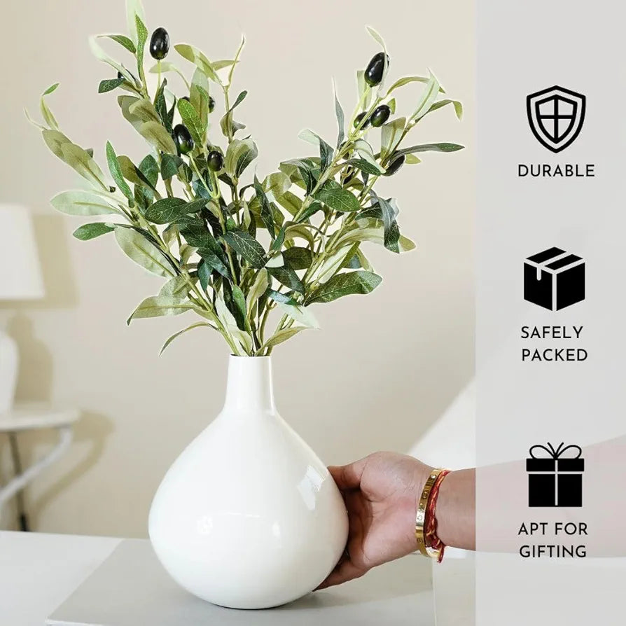 Behoma Metal Flower Vase Off White Tall Vase Flowers not Included