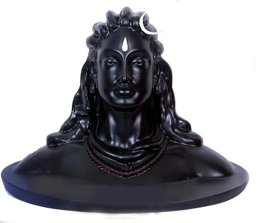 Jaipur Ace Polyresin Lord Adiyogi Mahadev Shiv Shankara Showpiece Idol Murti Statue for Car Dashboard 15x15 Cm Black