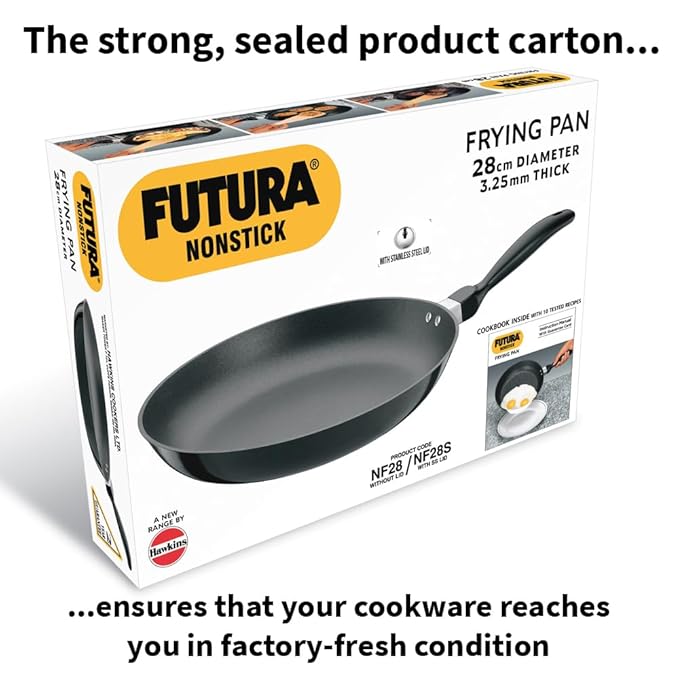 Hawkins Futura 28 cm Frying Pan Non Stick Fry Pan with Stainless Steel Lid