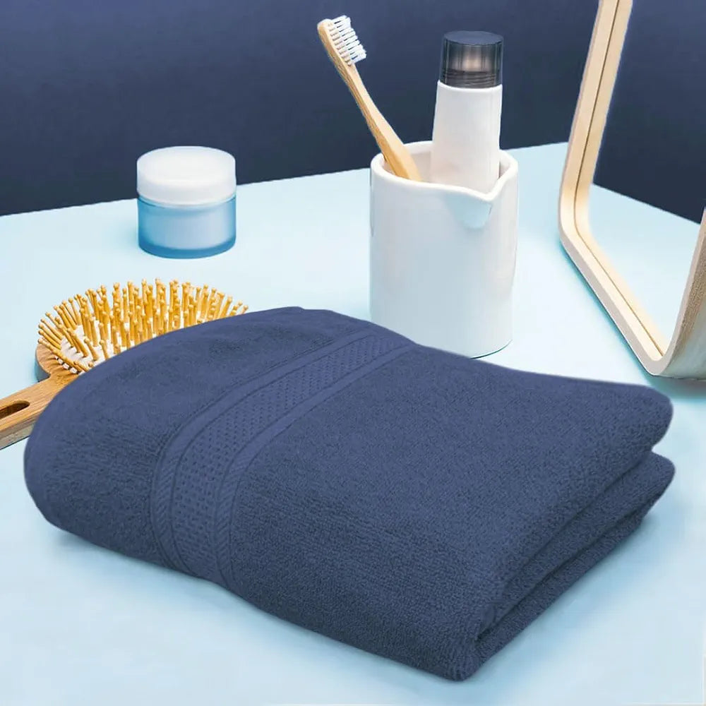 Luxe Home Cotton Bath Towel 450 GSM Quick Dry Large Size Bathroom Towels Colour Navy Blue