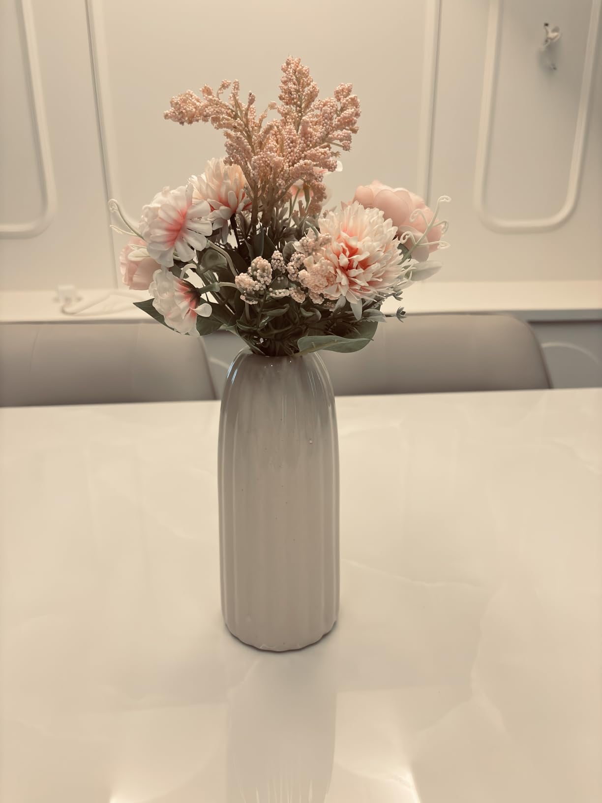 Artificial Multiflora Flower Roses Fake Sticks Bunch Decorative Without Vase Peach Fabric