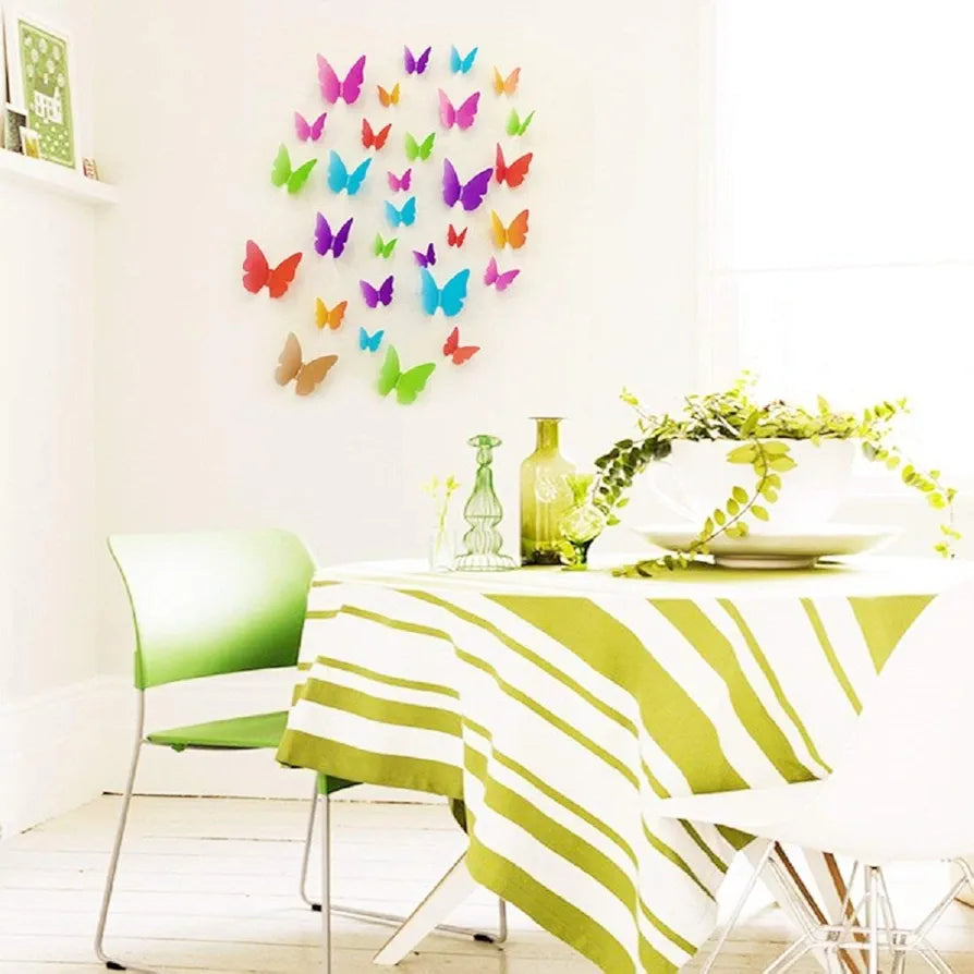 Jaamso Royals Multicolour 3d Butterfly Stickers Butterflies for Wall Decoration 29.5CM X 21CM Set of 2
