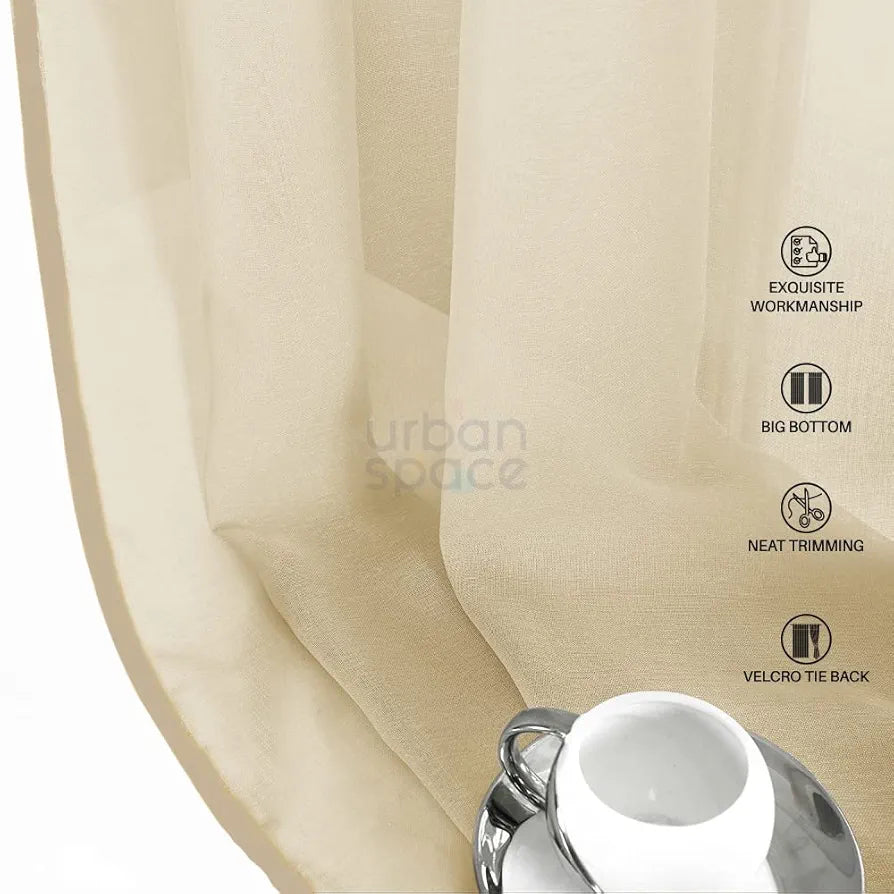 Urban Space Linen Textured Sheer Curtain for Door Room Darkening Curtain with Tieback and Eyelet Hanging Style Set of 2 Decorative Curtains Taupe