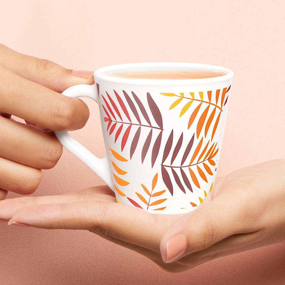 Larah by Borosil Novelty Series Costa Opalware Mug, Set of 6 Tea/coffee Mugs | 160 Ml Each