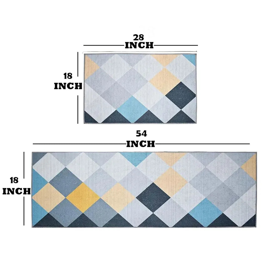 Ishro Home Velvet Premium Kitchen Mats For Floor Kitchen Runner 2 Pcs Set Colour Yellow Boxes
