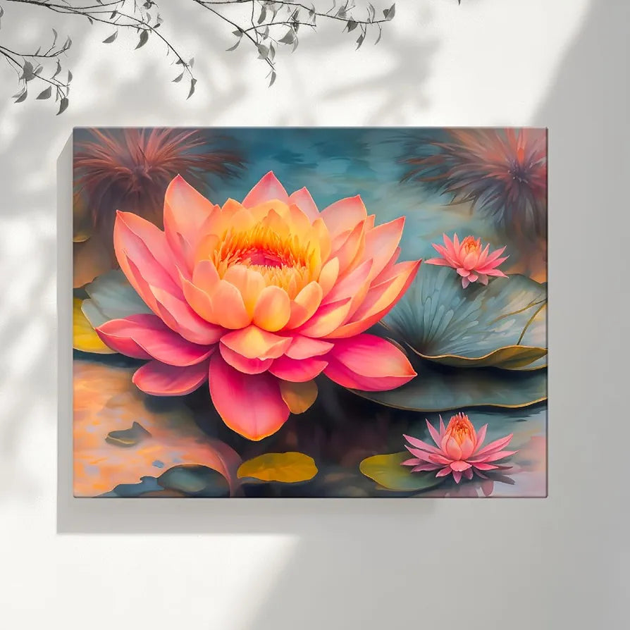ArtX Canvas Bloomed Lotus Painting For Vastu Big Size Nature