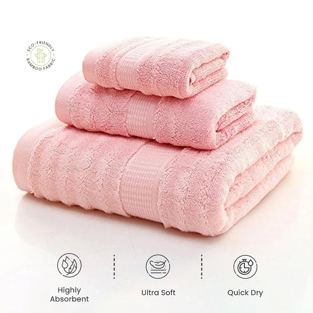Mush Bamboo Luxurious 3 Piece Towels Set Ultra Soft Absorbent and Antimicrobial Perfect as a Valentine Gift