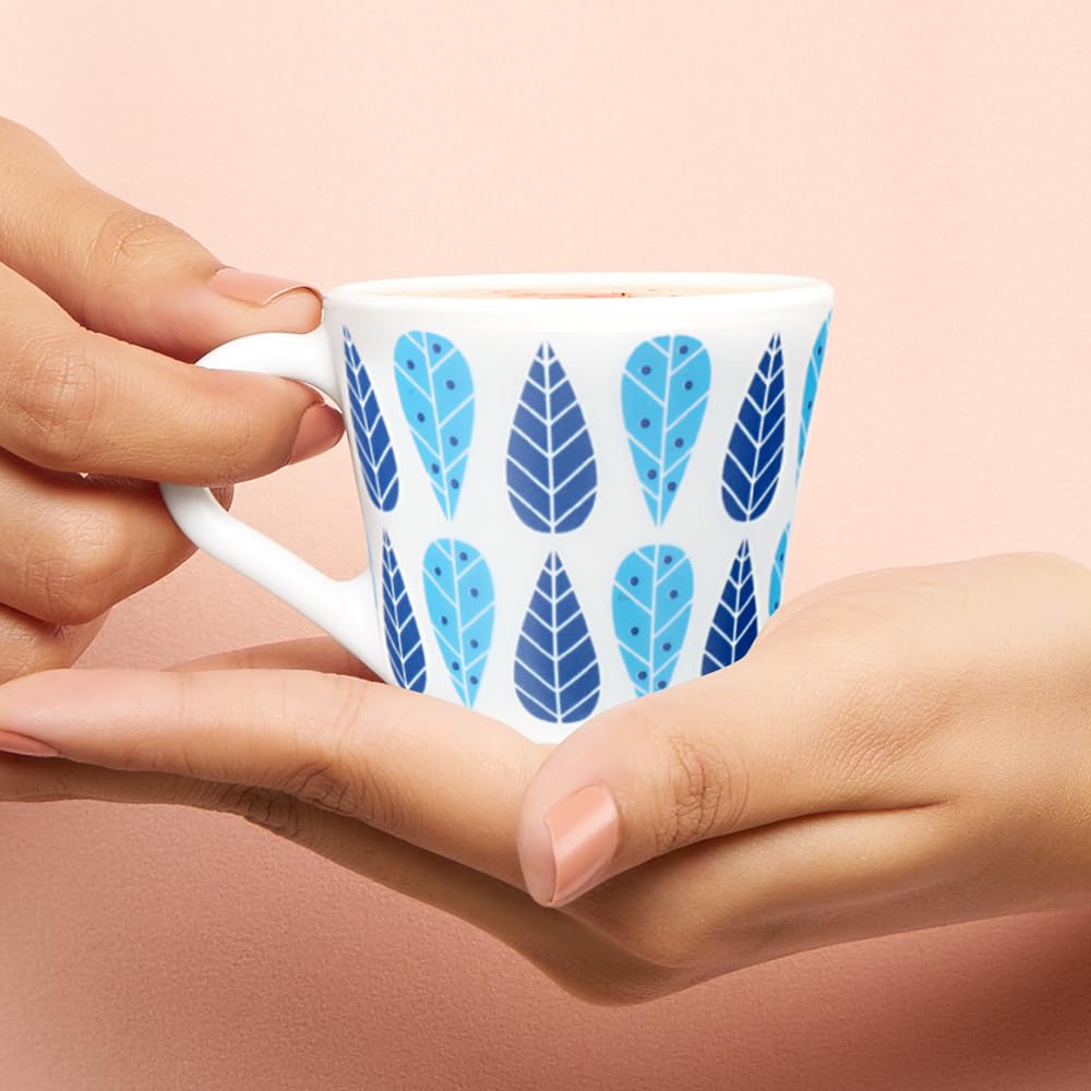 Larah by Borosil Novelty Series Fable Opalware Mug, Set of 6 Tea/coffee Mugs | 110 Ml Each