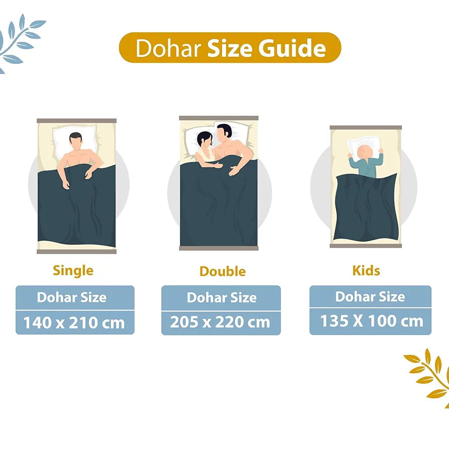 Divine Casa 100% Cotton Double Bed Dohar Ultra-Soft & Lightweight AC Blanket Colour Blossom Haven Sky Blue