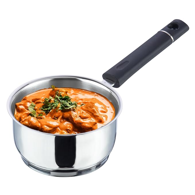 Vinod Tivoli Heavy Guage Stainless Steel Saucepan - 1.1 Litre (14cm) | SAS Bottom | 2 Layer Extra Thick Aluminum Core