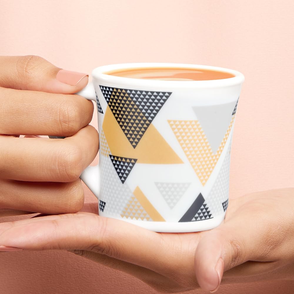 Larah by Borosil Crysta Series Nivaah Opalware Mug | Set of 6 Tea/coffee Mugs | 100 Ml Each