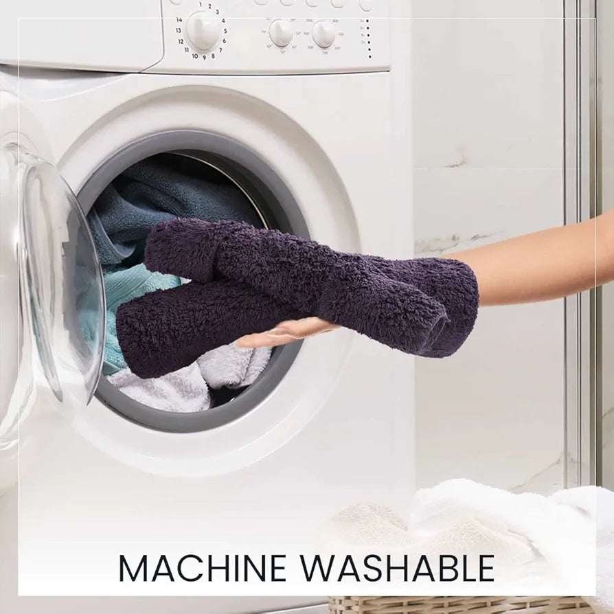 Sashaa World Solid Anti-skid Cotton Bathmat And Contour Set For Bathroom Colour Purple