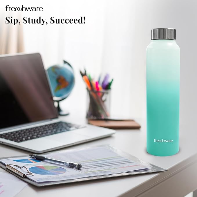 Frenchware Water Bottle 1 Litre, Stainless Steel, Premium SS 304, Green & Pearl | Easy-to-Clean