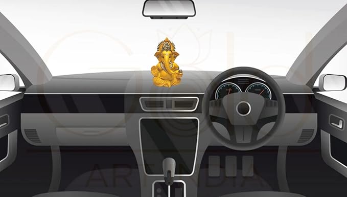 Gold Art India Mango terracotta Finish Ganesha for Car Dashboard Home Decor Gifting Diwali Birthday Festivals