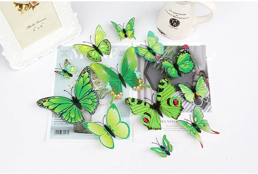 Jaamso Royals Green 3d Magnet Butterfly Stickers -self-adhesive