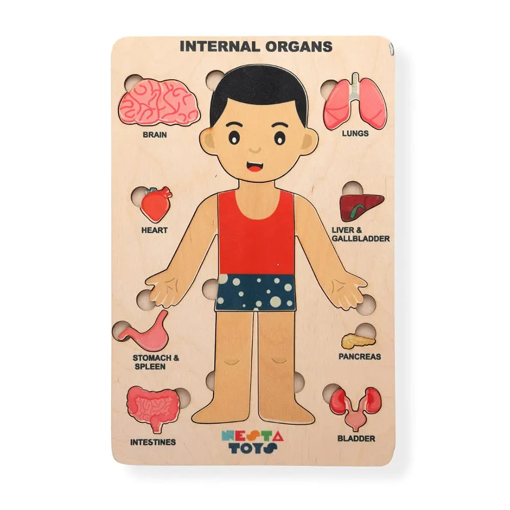 NESTA TOYS Montessori Learning Wooden Puzzle | Human Body Anatomy Puzzle for Kids  | Gift for Boys & Girls Ages 3 4 5 6 Years