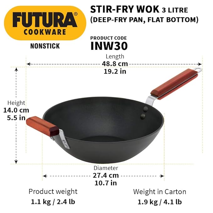 Hawkins Futura Stir-Fry WOK 3 litre with Induction Base without lid