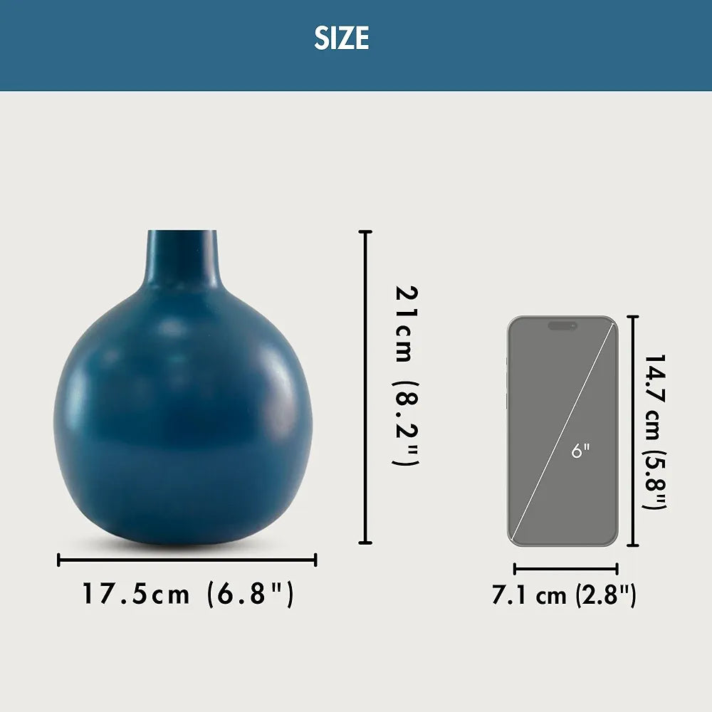 Behoma Metal Flower Vase Opal Blue Flowers not Included