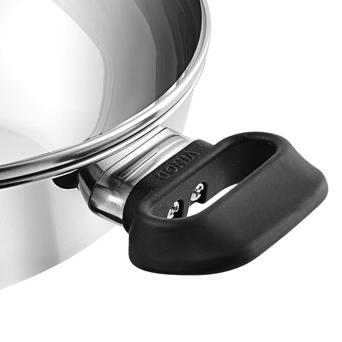Vinod Stainless Steel Deluxe Kadhai with Glass Lid - 2.8 litre, 24cm | Extra Thick, SAS Bottom | Soft Handle | Kadai for Cooking