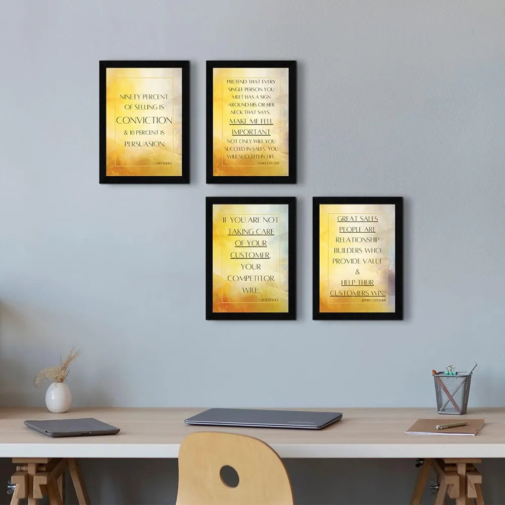 ArtX Paper Business Sales & Marketing Motivational Quotes B0D4VLF39N Wall Frames  Set of 4
